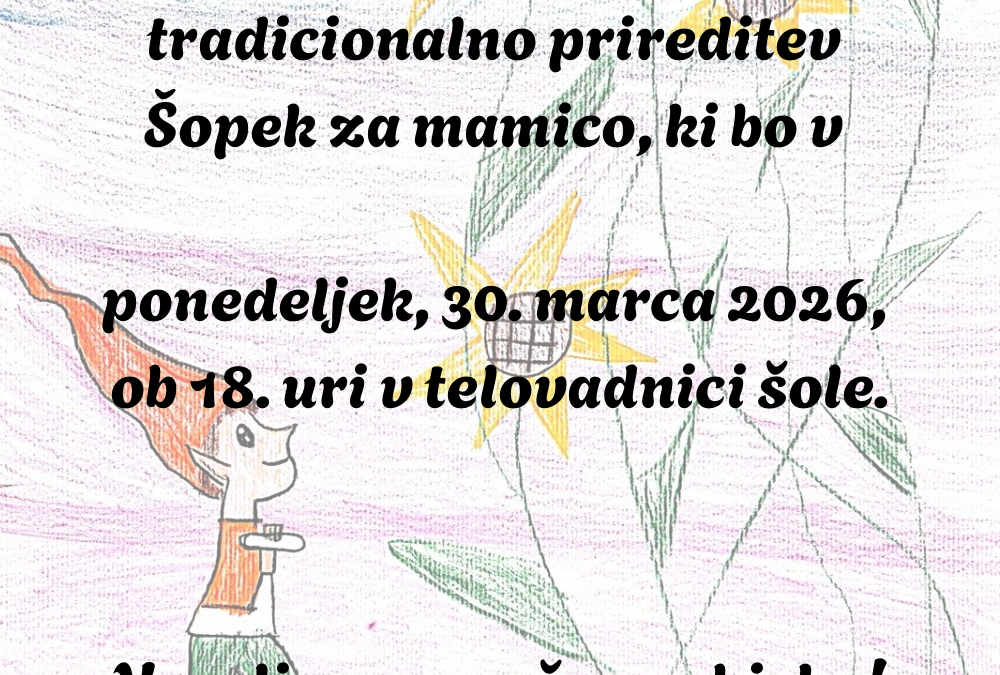 Vabilo na prireditev Šopek za mamico